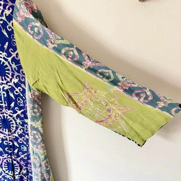 Soft Surroundings Kaleidoscope Handkerchief Tie Front Patchwork Shirt Boho Small - Picture 8 of 11